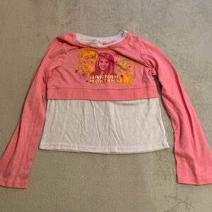 Hannah Montana Girls Medium 8/10 T Shirt Vintage 2000s Pop Star‎ Y2K Pink Long